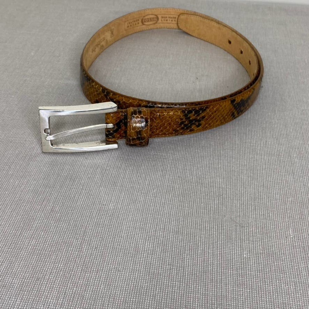 Fossil leather reptile print belt